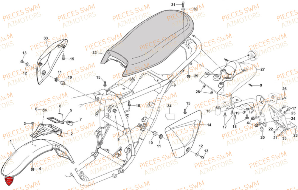 Selle AZMOTORS Pieces SWM Origine SIX6 500 EURO 5 2023