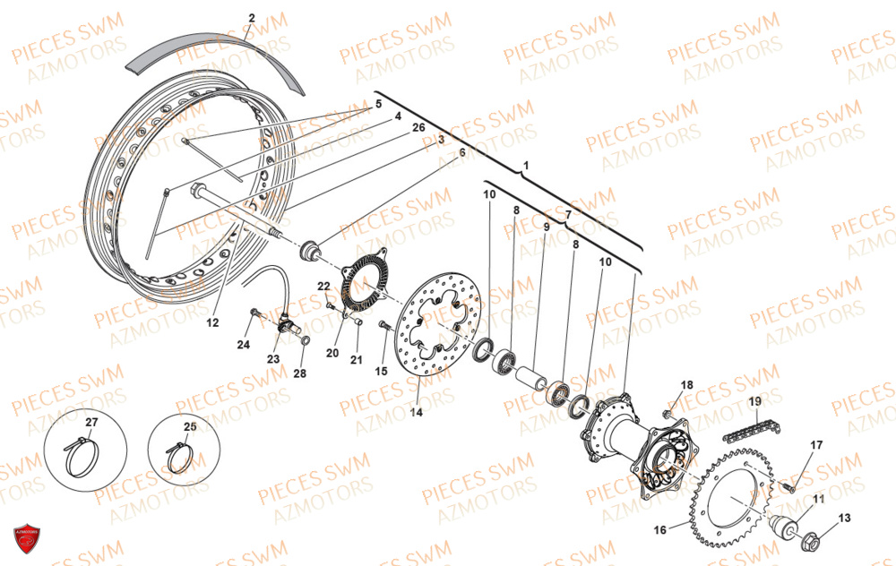 ROUE ARRIERE AZMOTORS SIXDAYS 500 2020