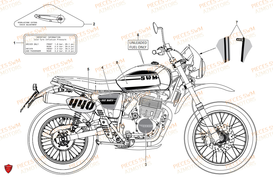 Decors AZMOTORS Pieces SWM Origine SIX DAYS 440 2018