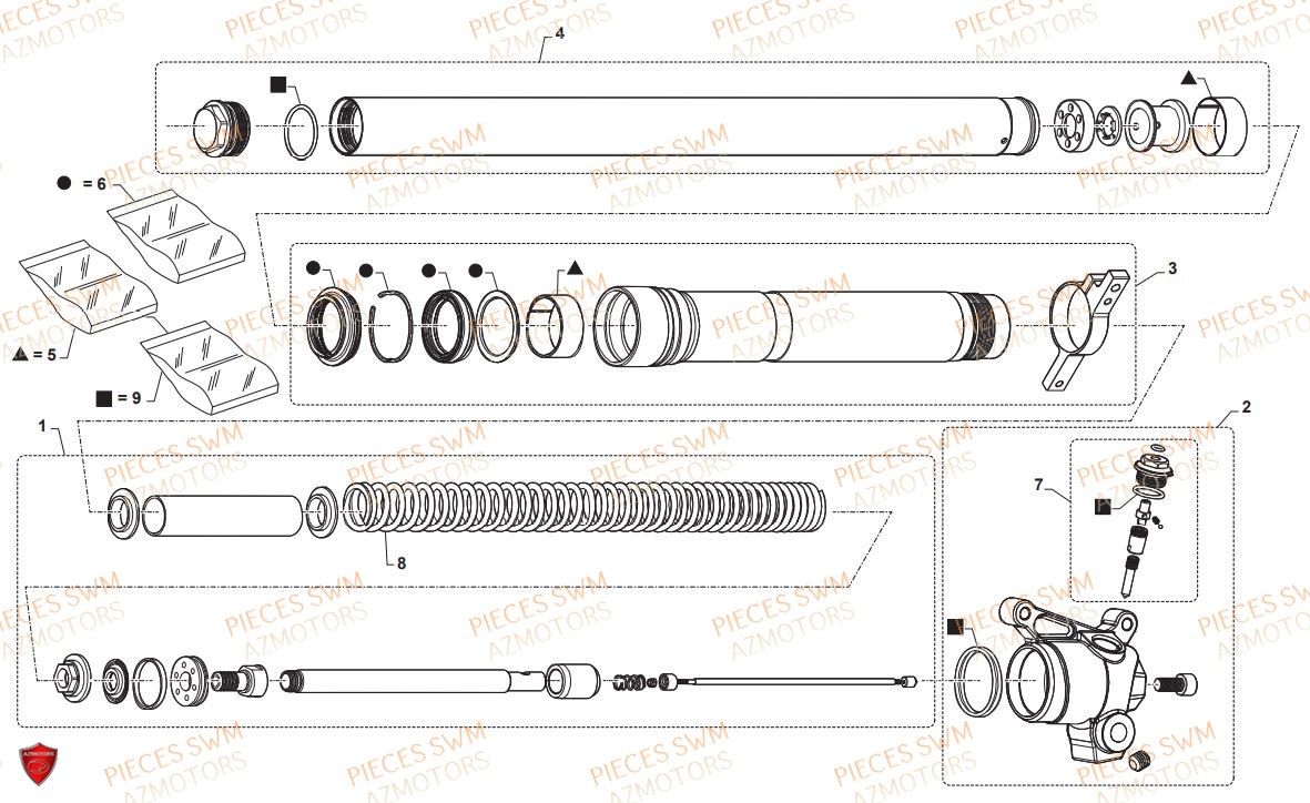 Fourche Gauche AZMOTORS Pieces SWM Origine SIX DAYS 440 2018