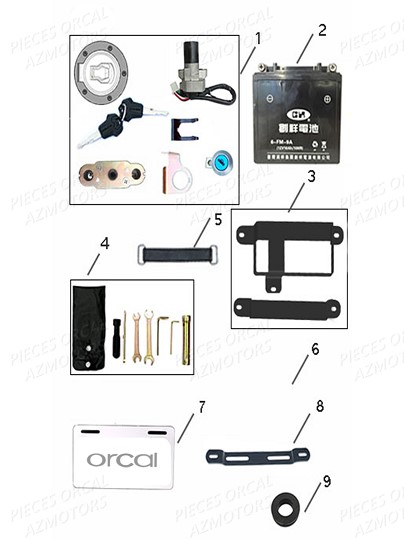 Batterie Serrures ORCAL Pièces Orcal SK03 300cc EURO4