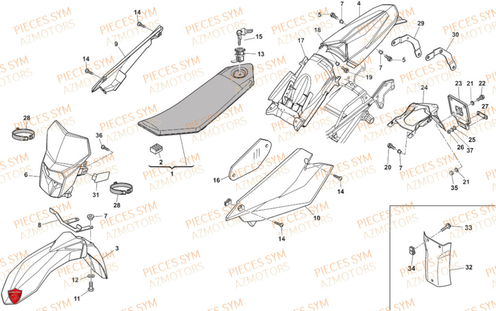 Carenages SWM Pieces SWM Origine SM 125 R EURO 5 (2023/2024)
