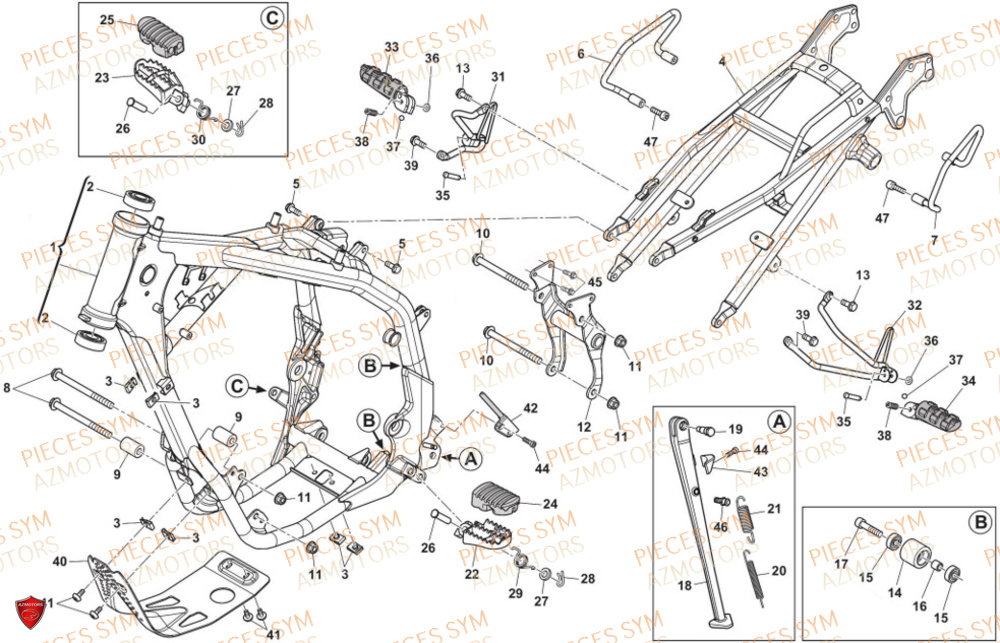 Chassis SWM Pieces SWM Origine SM 125 R EURO 5 (2023/2024)
