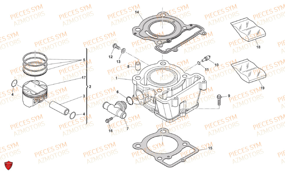 Cylindre SWM Pieces SWM Origine SM 125 R EURO 5 (2023/2024)
