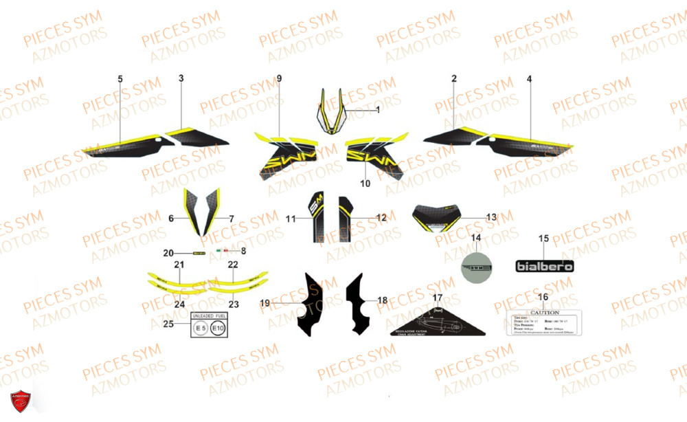 Decors 2 SWM Pieces SWM Origine SM 125 R EURO 5 (2023/2024)
