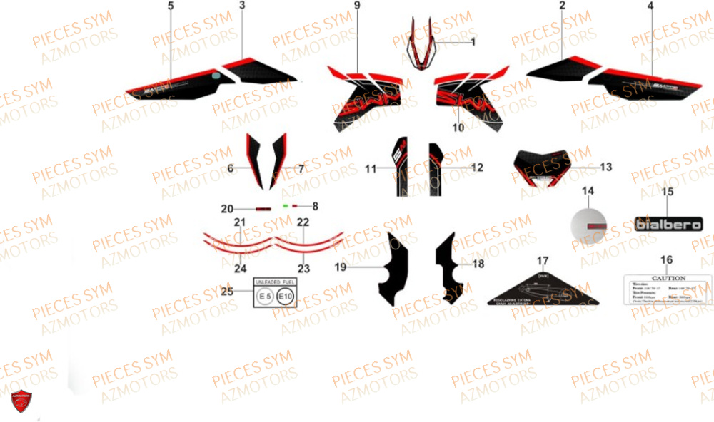 Decors 3 SWM Pieces SWM Origine SM 125 R EURO 5 (2023/2024)
