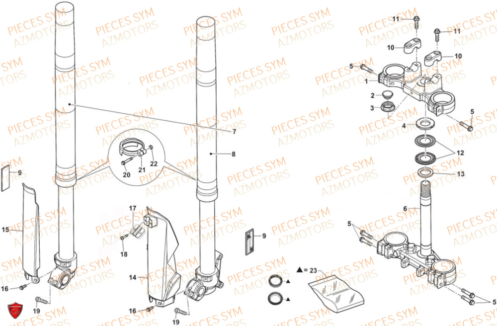 Fourche SWM Pieces SWM Origine SM 125 R EURO 5 (2023/2024)
