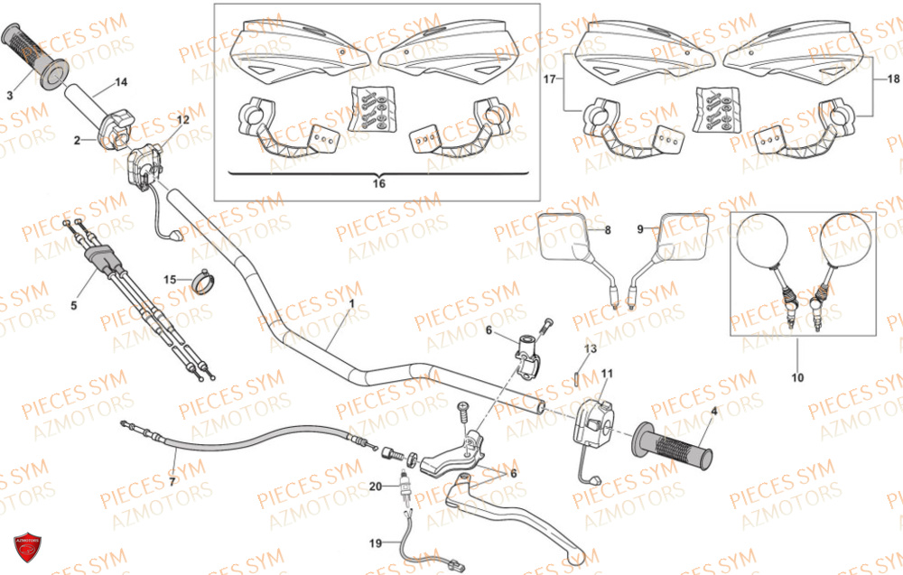 Guidon SWM Pieces SWM Origine SM 125 R EURO 5 (2023/2024)
