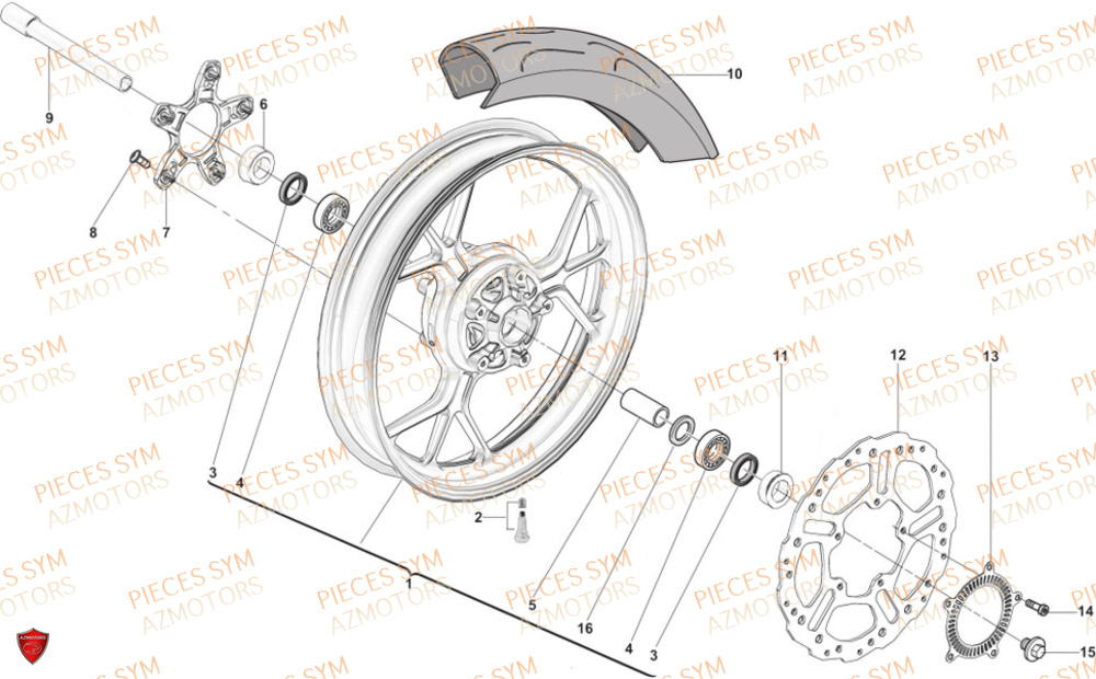 Roue Avant SWM Pieces SWM Origine SM 125 R EURO 5 (2023/2024)
