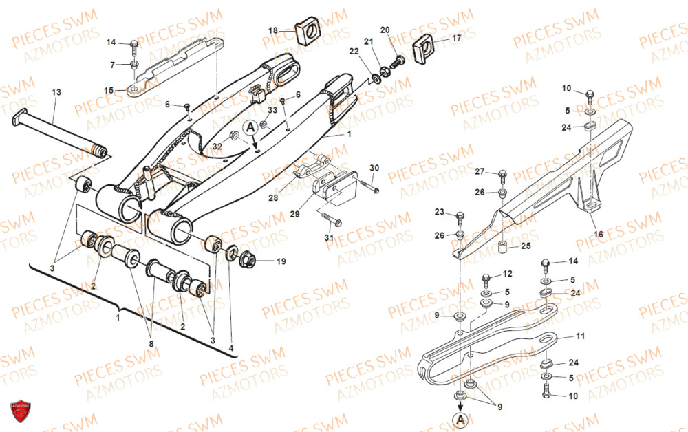 Bras Oscillant SWM Pieces SWM Origine SM 500R (2020)
