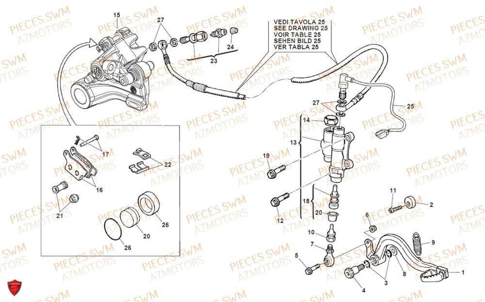 Frein Arriere SWM Pieces SWM Origine SM 500R (2020)
