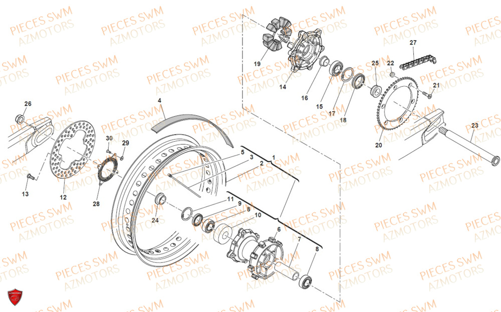 Roue Arriere SWM Pieces SWM Origine SM 500R (2020)
