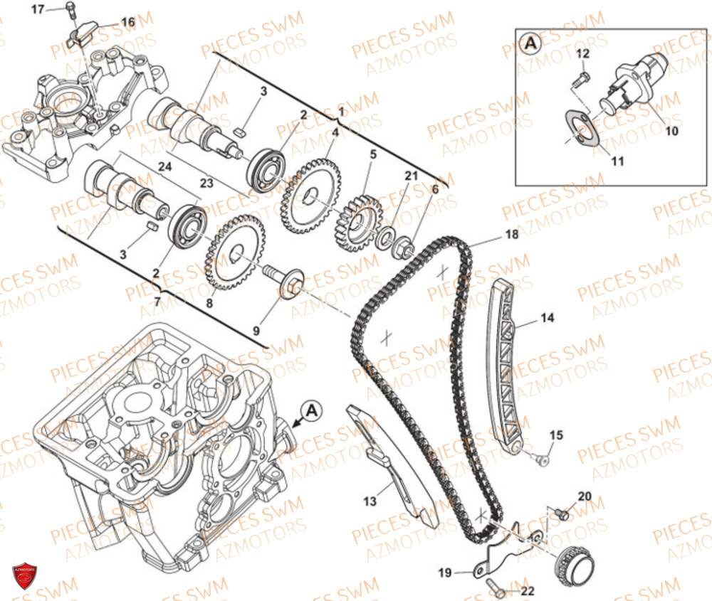 Arbre A Came SWM Pieces SWM Origine SM 125 SUPERMOTARD EURO 5 (2021)
