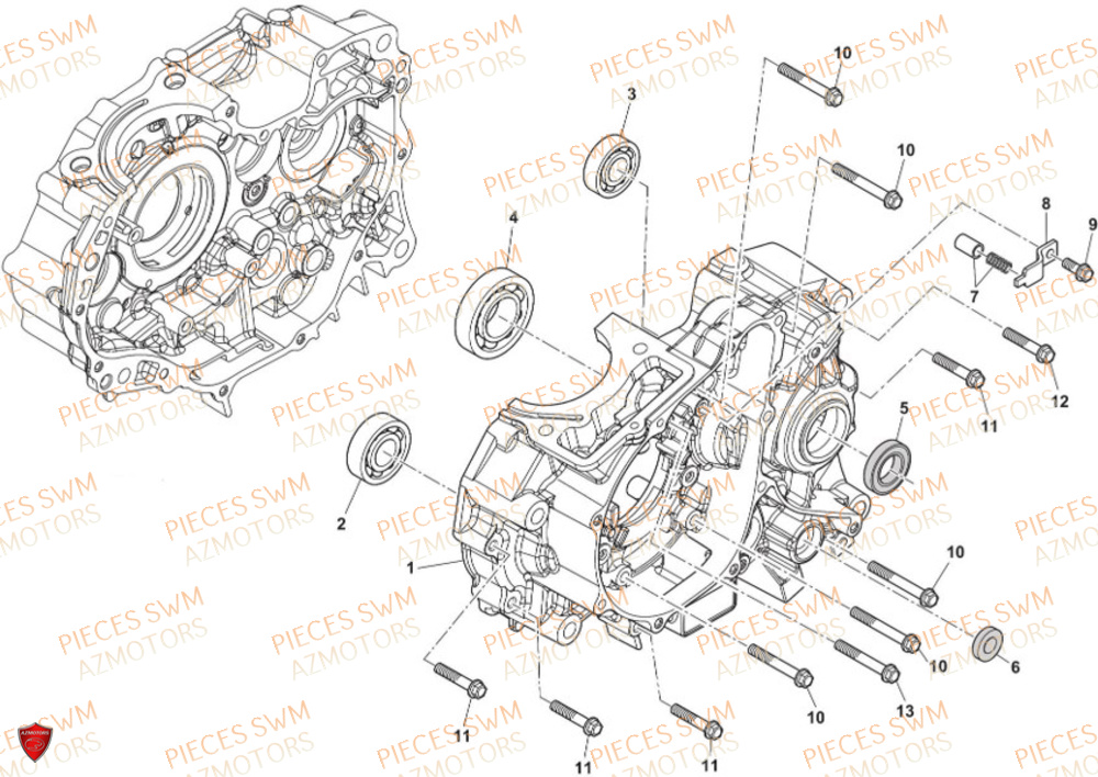 Carter Gauche SWM Pieces SWM Origine SM 125 SUPERMOTARD EURO 5 (2021)
