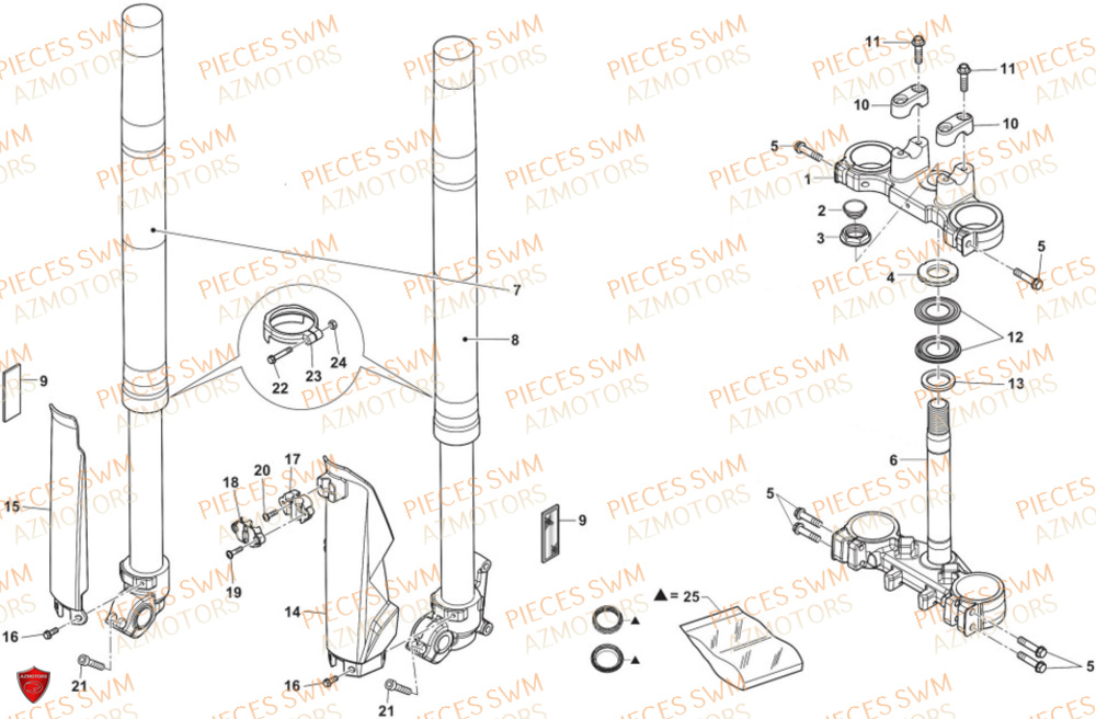 Colonne De Direction SWM Pieces SWM Origine SM 125 SUPERMOTARD EURO 5 (2021)
