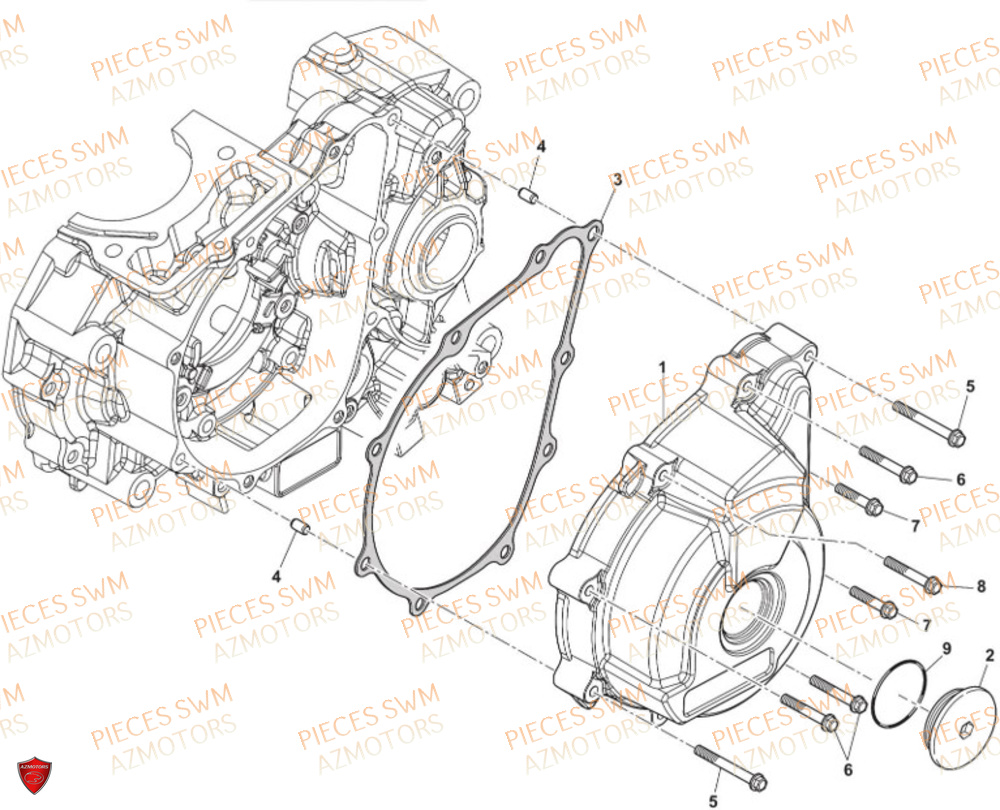 Couvercle De Carter Gauche SWM Pieces SWM Origine SM 125 SUPERMOTARD EURO 5 (2021)
