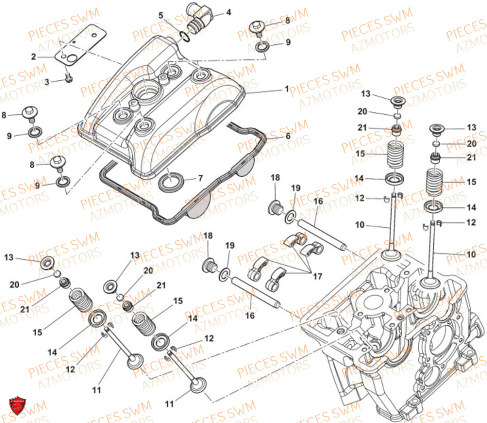 Couvercle Supperieur De Culasse SWM Pieces SWM Origine SM 125 SUPERMOTARD EURO 5 (2021)
