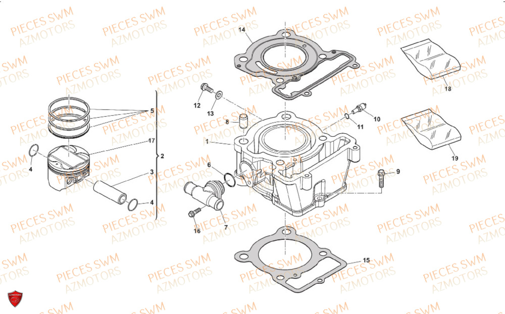 Cylindre SWM Pieces SWM Origine SM 125 SUPERMOTARD EURO 5 (2021)
