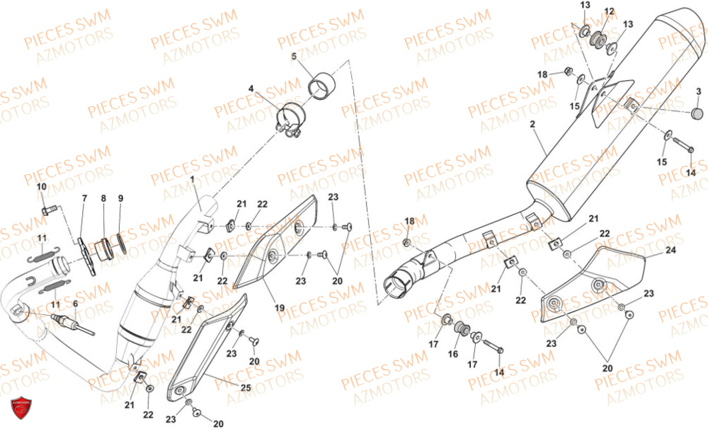 Echappement SWM Pieces SWM Origine SM 125 SUPERMOTARD EURO 5 (2021)
