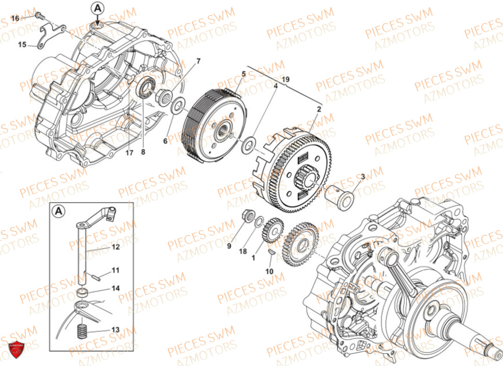 Embrayage SWM Pieces SWM Origine SM 125 SUPERMOTARD EURO 5 (2021)
