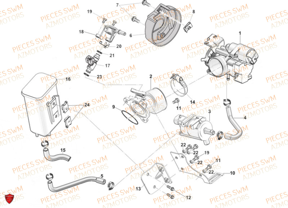 Injection SWM Pieces SWM Origine SM 125 SUPERMOTARD EURO 5 (2021)
