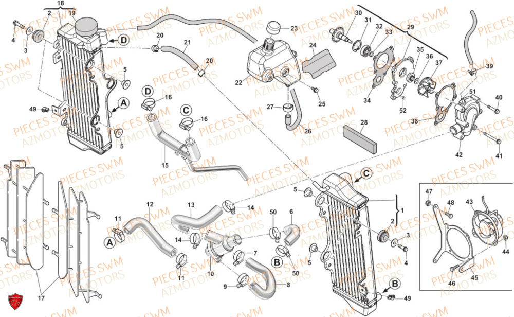 Refroidissement SWM Pieces SWM Origine SM 125 SUPERMOTARD EURO 5 (2021)
