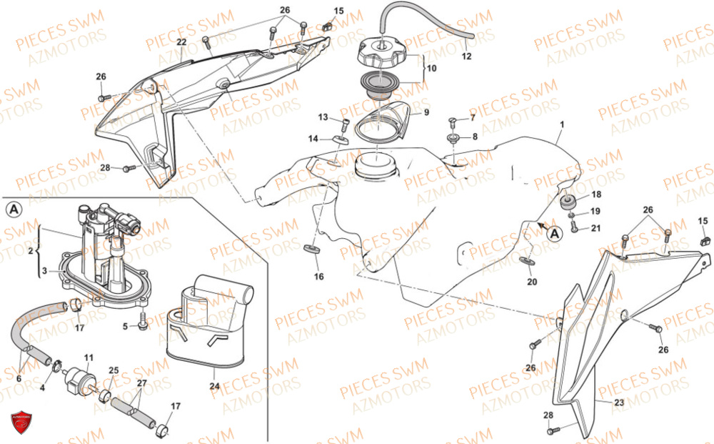 Reservoir SWM Pieces SWM Origine SM 125 SUPERMOTARD EURO 5 (2021)
