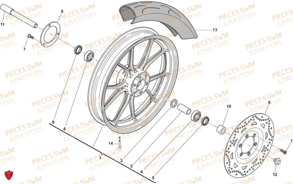 Roue Avant SWM Pieces SWM Origine SM 125 SUPERMOTARD EURO 5 (2021)
