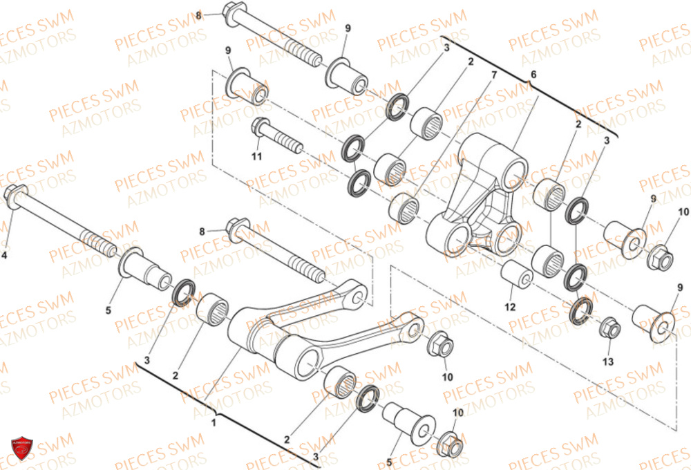 Suspension Arriere SWM Pieces SWM Origine SM 125 SUPERMOTARD EURO 5 (2021)
