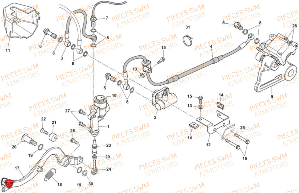 Systeme Cbs SWM Pieces SWM Origine SM 125 SUPERMOTARD EURO 5 (2021)
