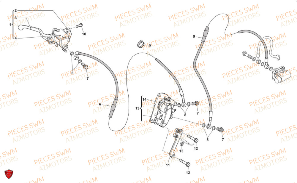 Systeme De Freinage Avant SWM Pieces SWM Origine SM 125 SUPERMOTARD EURO 5 (2021)
