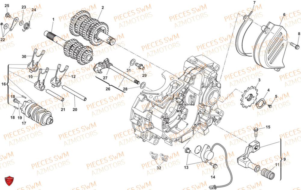 Transmission SWM Pieces SWM Origine SM 125 SUPERMOTARD EURO 5 (2021)
