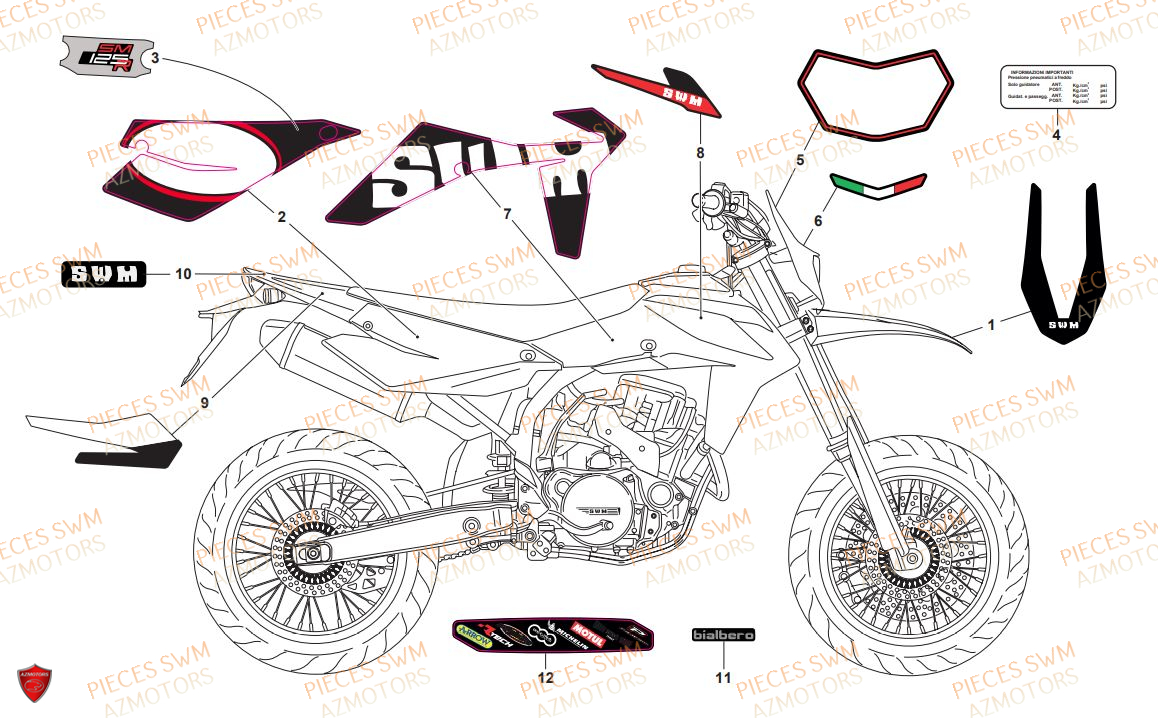 Decors SWM Pieces SWM Origine SM 125R SUPERMOTARD E4(2019)
