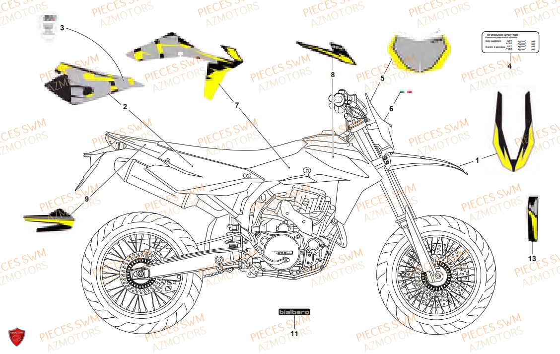 Decors SWM Pieces SWM Origine SM 125R SUPERMOTARD E4(2020)
