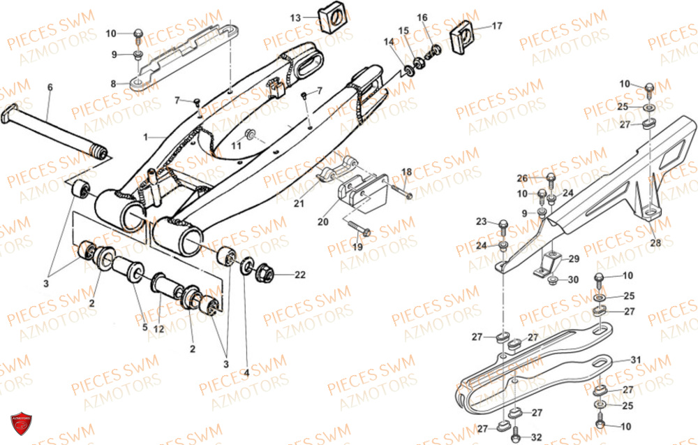 Bras Oscillant SWM Pieces SWM Origine SM 500R (2022)
