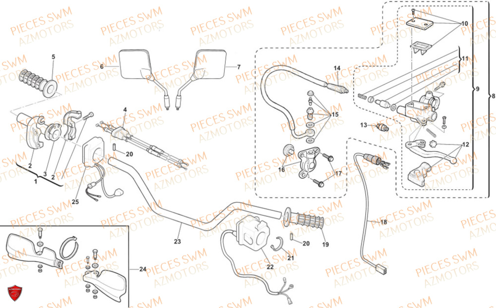 Guidon Retroviseurs SWM Pieces SWM Origine SM 500R (2022)
