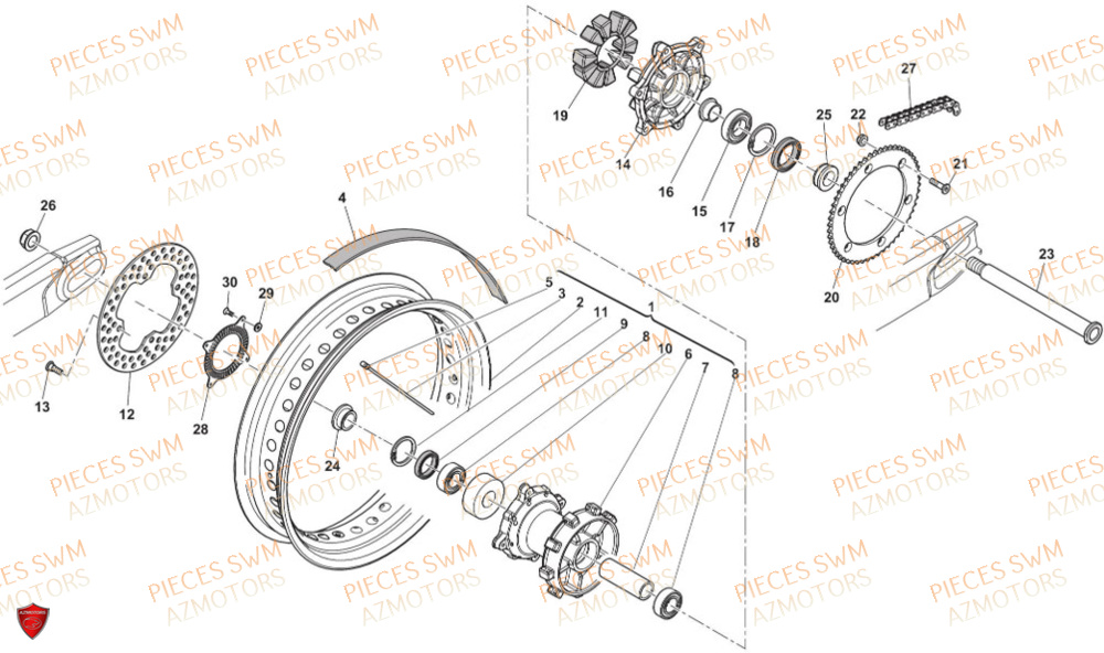 Roue Arriere SWM Pieces SWM Origine SM 500R (2022)
