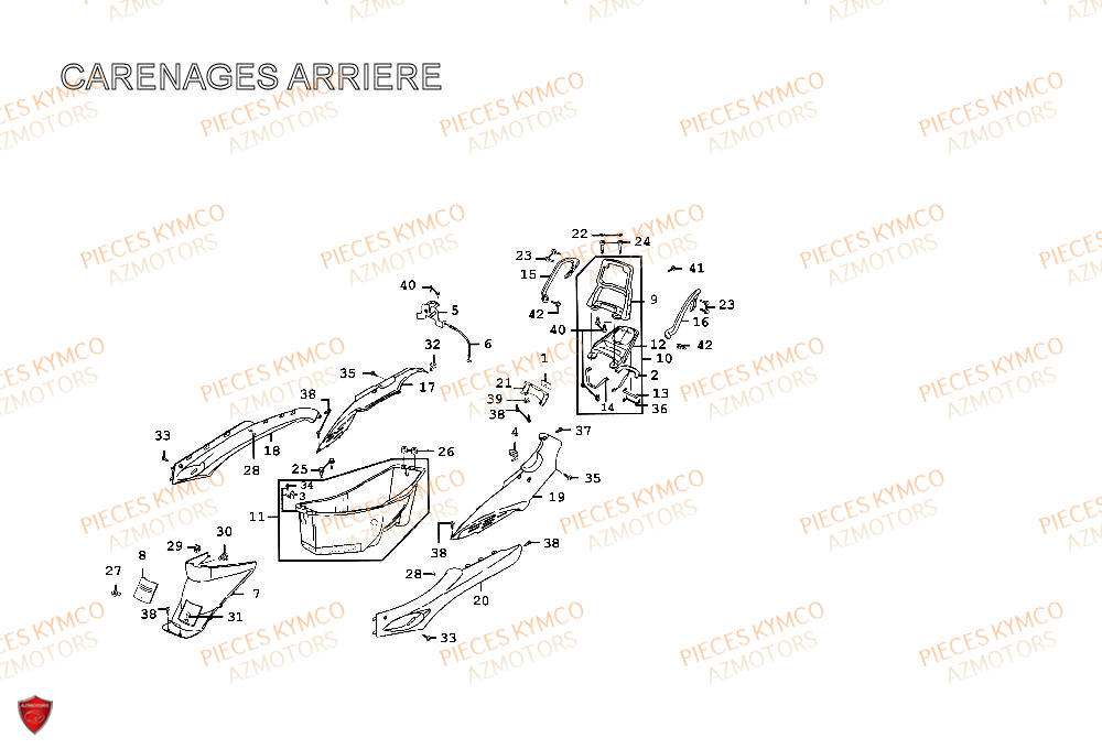 CARENAGE ARRIERE KYMCO SPACER 50 2T