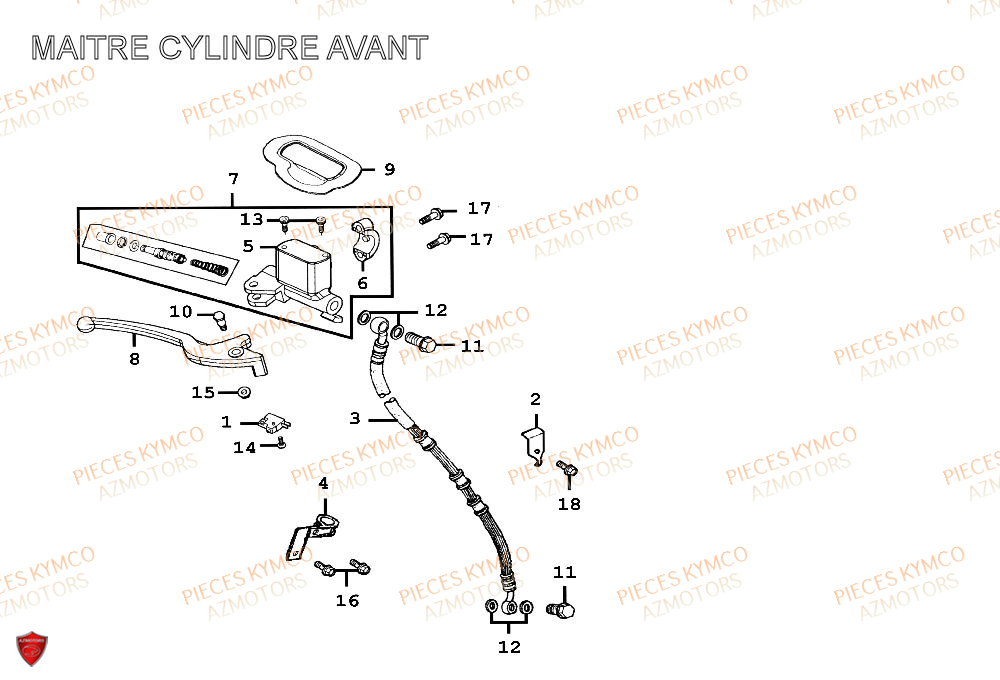 MAITRE_CYLINDRE_AVANT KYMCO Pieces Scooter SPACER-50-2T