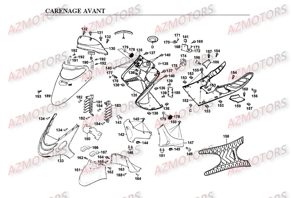 Carenages Avant KYMCO Pièces Scooter Kymco SPACER 125 12" 4T