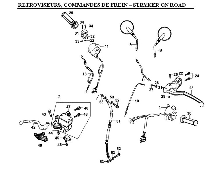 RETROVISEURS   COMMANDES DE FREIN   STRYKER ON ROAD KYMCO STRYKER125