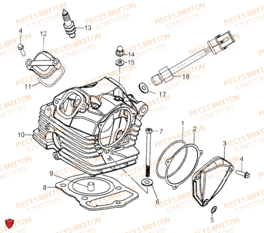 Culasse Complete BRIXTON Pièces Brixton SUNRAY BX 125 R JUSQU