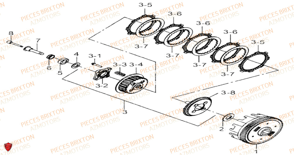 Embrayage BRIXTON Pièces Brixton SUNRAY BX 125 R JUSQU