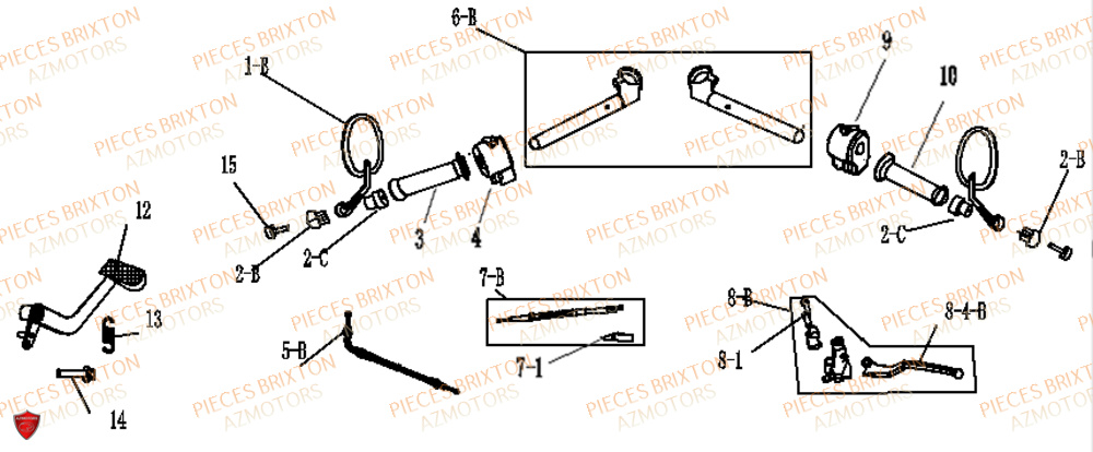 Guidon BRIXTON Pièces Brixton SUNRAY BX 125 R JUSQU