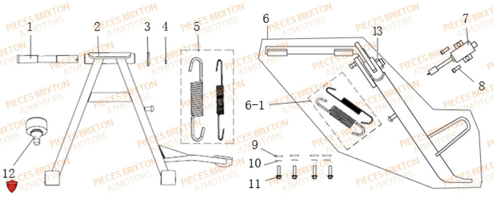 Bequille Centrale Bequille Laterale BRIXTON Pièces Brixton SUNRAY BX 125 R ABS EURO 4