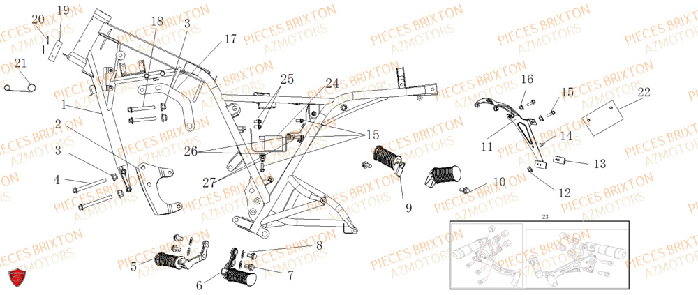 Cadre BRIXTON Pièces Brixton SUNRAY BX 125 R ABS EURO 4