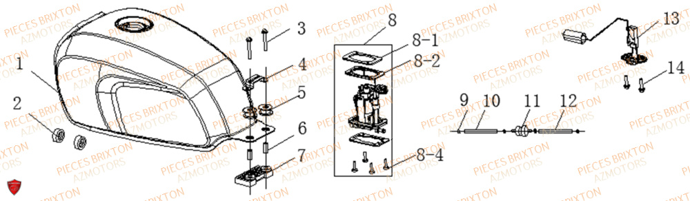 Reservoir A Essence BRIXTON Pièces Brixton SUNRAY BX 125 R ABS EURO 4