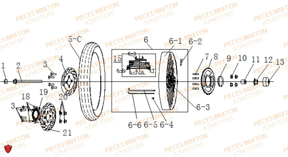 Roue Arriere BRIXTON Pièces Brixton SUNRAY BX 125 R ABS EURO 4