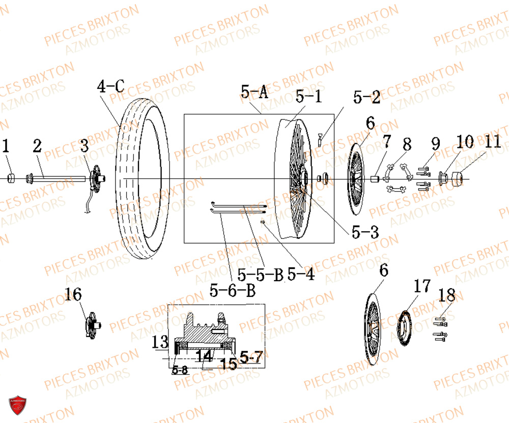 Roue Avant BRIXTON Pièces Brixton SUNRAY BX 125 R ABS EURO 4