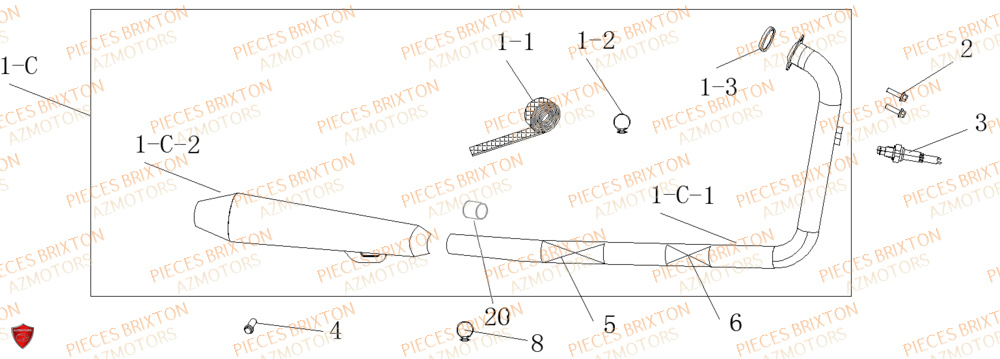 Silencieux BRIXTON Pièces Brixton SUNRAY BX 125 R ABS EURO 4